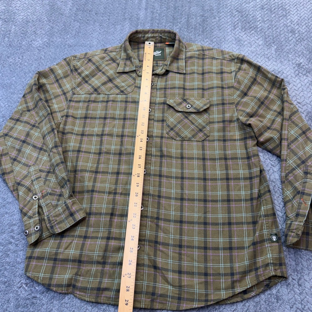 Howler Brothers Shirt Mens Large Flannel Plaid Green Cotton Blend Western Yoke - Picture 9 of 12